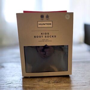 Hunter Socks Kids Original Boot Socks Faux Fur Cuff Black NIB Size L